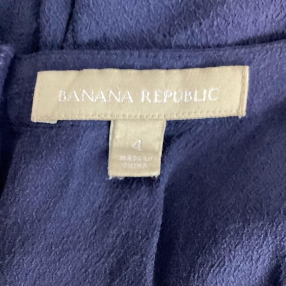 Banana Republic Navy Fitted Viscose Short Sleeve Blouse Back Zip Size 4 - Picture 6 of 7